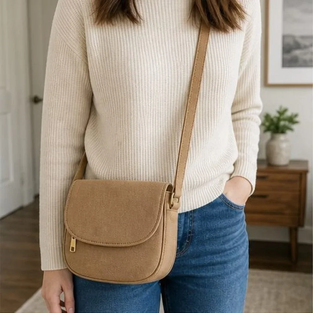 Camel Canvas Crossbody Bag